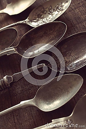 Vintage Spoons Stock Photo