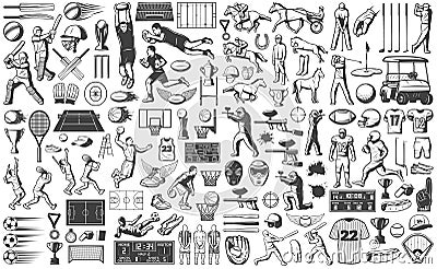 Vintage Sport Games Icons Set Vector Illustration