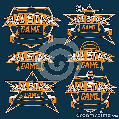 vintage sports all star crests with soccer theme Vector Illustration