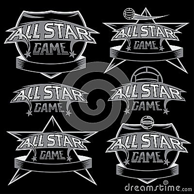 vintage sports all star crests with soccer theme Vector Illustration