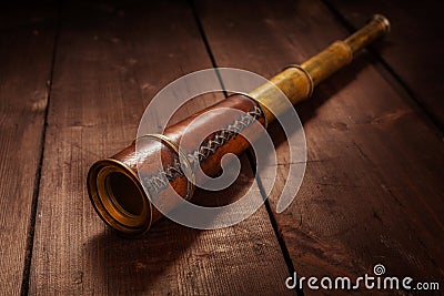 Vintage spyglass Stock Photo