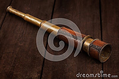 Vintage spyglass Stock Photo