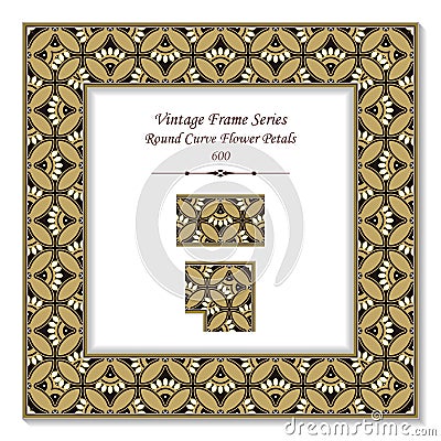 Vintage square 3D frame round curve flower petals Vector Illustration