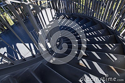 Vintage stairs in a wooden tower of a park Editorial Stock Photo