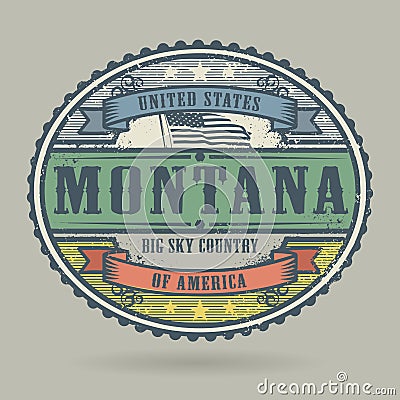 Vintage stamp with the text United States of America, Montana Vector Illustration