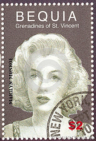 Vintage stamp with Monroe Editorial Stock Photo