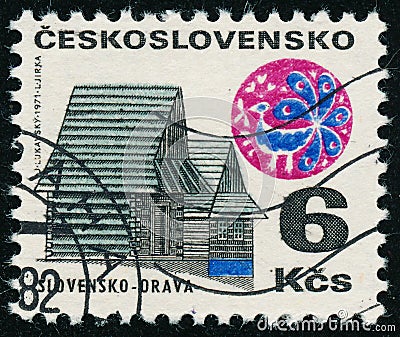 Vintage stamp printed in Czechoslovakia circa 1971 shows Regional Buildings Editorial Stock Photo