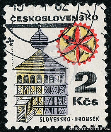 Vintage stamp printed in Czechoslovakia circa 1971 shows Regional Buildings Editorial Stock Photo