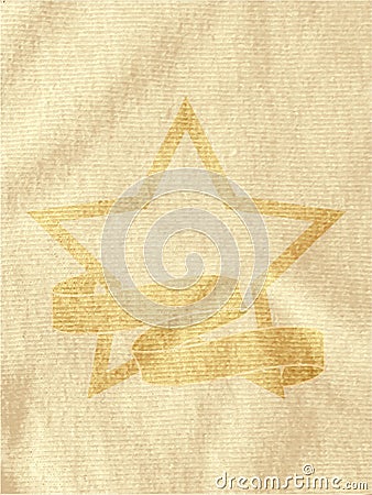 Vintage star and banner on brown crumpled material Stock Photo