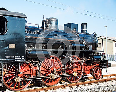 Vintage Steam Locomotive at the station Editorial Stock Photo