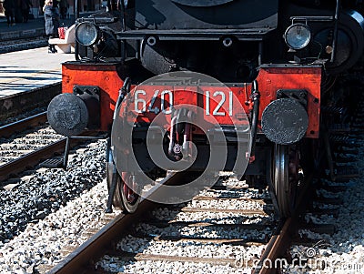 Vintage Steam Locomotive at the station Editorial Stock Photo