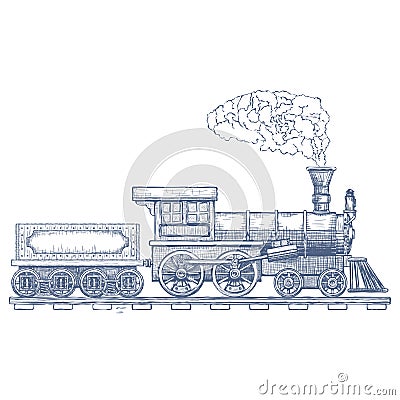 Vintage Steam locomotive vector logo design template. train or transport icon. Vector Vector Illustration
