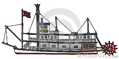 The vintage steam paddle riverboat Vector Illustration