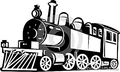 Vintage steam train locomotive Vector Illustration