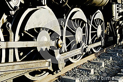 Vintage steam train wheels Stock Photo