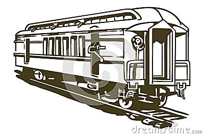 Vintage steam wagon on railroad - Hand drawn illustration Vector Illustration