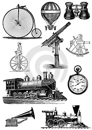 Vintage steampunk clip art set Stock Photo