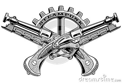 Vintage Steampunk guns vector illustration Vector Illustration