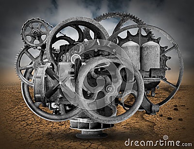 Vintage Steampunk Industrial Machine Background Stock Photo