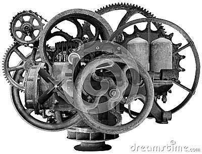 Vintage Steampunk Industrial Machine Isolated Stock Photo