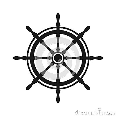 Vintage steering wheel. Ship, yacht retro wheel symbol. Nautical rudder icon. Marine design element. Vector illustration Vector Illustration