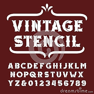 Vintage stencil alphabet font Vector Illustration
