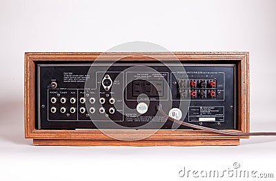 Vintage Stereo Audio Amplifier Rear Panel Editorial Stock Photo