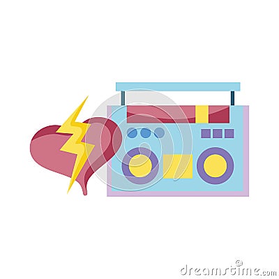 Vintage stereo boombox radio music love heart retro design Vector Illustration