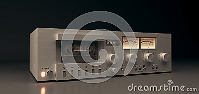 Vintage stereo cassette deck isolated Stock Photo