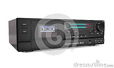 Vintage stereo cassette deck 3d illustration. Cartoon Illustration