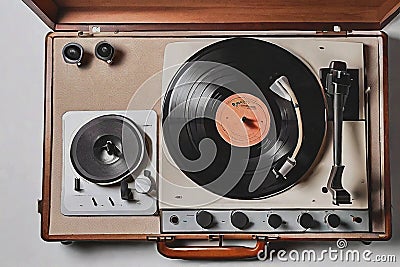 Vintage stereo with a record Stock Photo