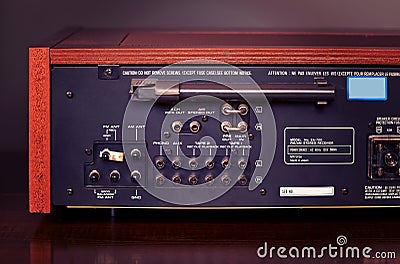 Vintage Stereo Radio Receiver Back Stock Photo