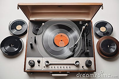 Vintage stereo with a record Stock Photo