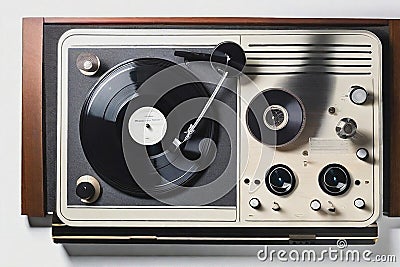 Vintage stereo with a record Stock Photo