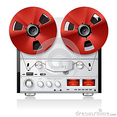 Vintage Stereo reel to reel tape deck recorder Vector Illustration