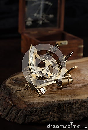 Vintage still life with sextant Stock Photo