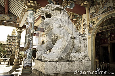 Vintage Stone Lion sculpture Stock Photo