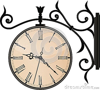 Vintage Street Clock. EPS10 Vector Illustration