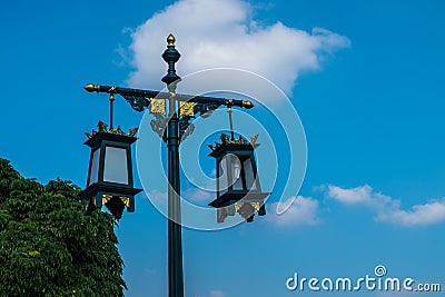 Vintage street lamp and the background of the sky Stock Photo