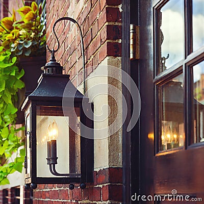 Vintage street lamp in Boston, Mass., USA Stock Photo