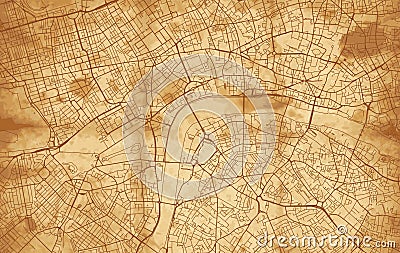 Vintage Street map of the city of London Vector Illustration