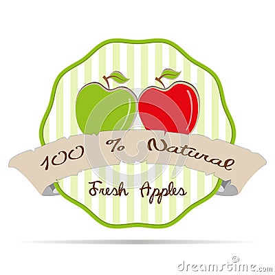 vintage striped Apple Juice business label badge vector health eco illustration Vector Illustration