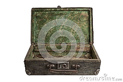 Vintage striped open suitcase Stock Photo