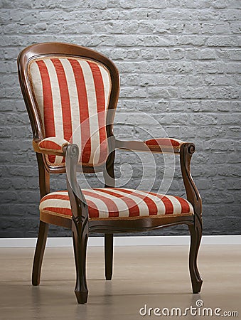 Vintage stripey chair Stock Photo