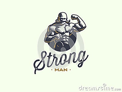 A vintage strong man with a mustache. Vector Illustration