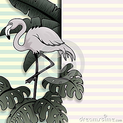 Vintage style banner with flamingo Vector Illustration