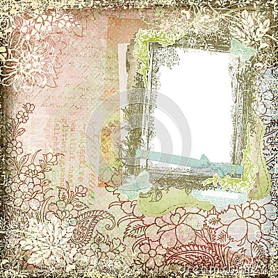 Vintage Style Botanical Floral Background Frame 3 Stock Photo