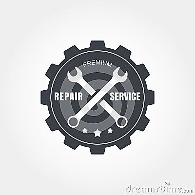 Vintage style car repair service label. Vector logo design template Vector Illustration