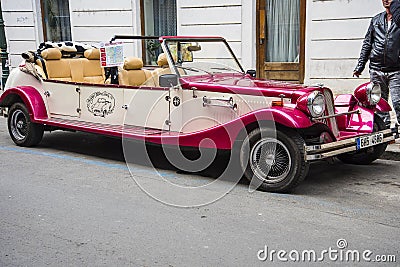 Vintage style car used to take tourists around Prague Editorial Stock Photo