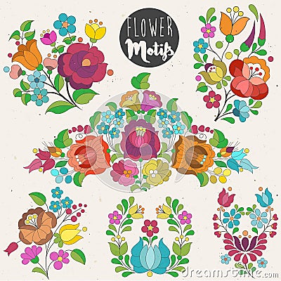 Vintage, style flower decorations. Watercolor style Vector Illustration